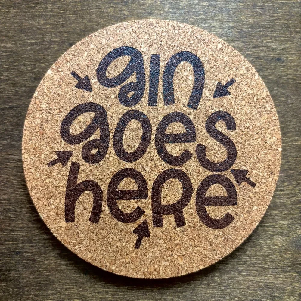 Gin Goes Here Laser Engraved Cork Coaster